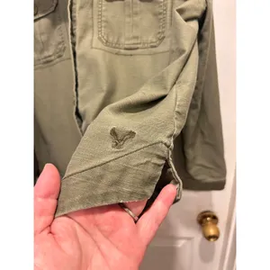American Eagle Womens Large Olive Green Utility‎ Field Jacket Grey Jersey Hood L thumbnail 4