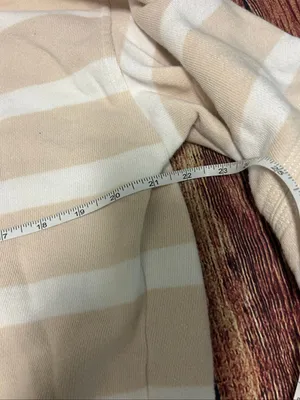 Aerie Half Zip Sweatshirt Striped Cream/White Size M thumbnail 3