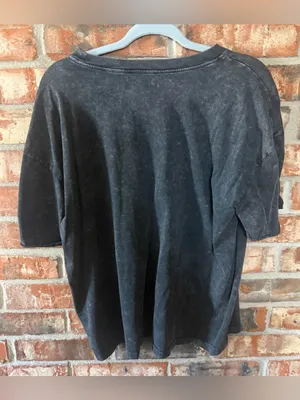 Acid wash black Short-Sleeve Tee with Pink Bow Prints thumbnail 4
