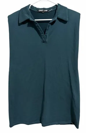 Grey‎ Lab Sleeveless Polo Shift Mini Dress Green Women's Size Medium thumbnail 1