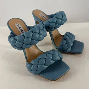 Steve‎ Madden Kenny Braided Square Toe Heels in Sea Blue Size 8 thumbnail 1