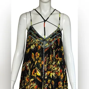 Free People Bohemian Garden Party Cotton Blend Knit Dress In Black Combo S L G#3 thumbnail 12