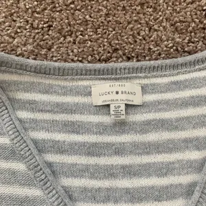 Lucky brand womens v neck striped sweater-layered thumbnail 3