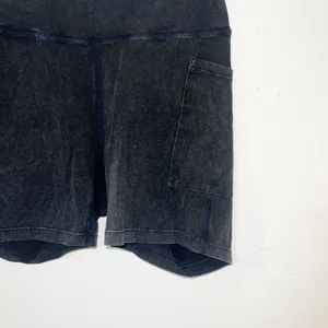 Free people movement off gray black acid wash cotton biker shorts thumbnail 4