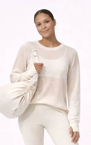 Lululemon Cream Minimalist Cashmere Blend Open Back Longline Medium Sweater thumbnail 1