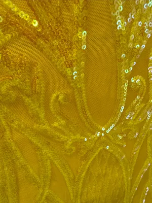 Banjul Yellow Sequin Ruffle Strap Mini Dress thumbnail 10