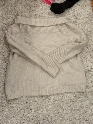 Zara Off-Shoulder Knit Sweater - Cream A thumbnail 4