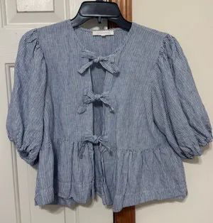 Tie Front Peplum Top  thumbnail 1