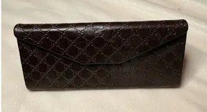 Gucci Dark Brown Guccissima Monogram Triangular Sunglasses Case Snap Closure thumbnail 1