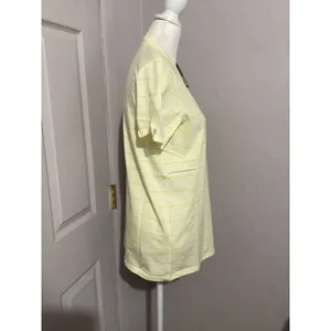 Everlane Organic Cotton Crew Neck Short Sleeve Yellow Striped T-Shirt L thumbnail 3
