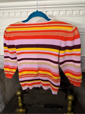 English Factory Striped Puff Sleeve Sweater Large thumbnail 3