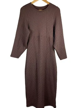 Free People Gabby Boho Textured Seamless Midi Dress in Coconut Shell Size Medium thumbnail 5