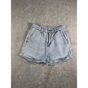 American Eagle Mom Short Cuffed Light Wash Size 0 thumbnail 2