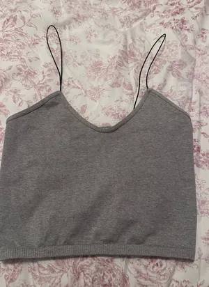 Free People Gray Double-Strap Ribbed Cami thumbnail 1