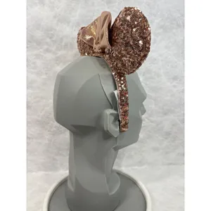 Disney Parks Minnie Mouse Rose Gold Sequined Ear Headband with Bow Accessory thumbnail 4