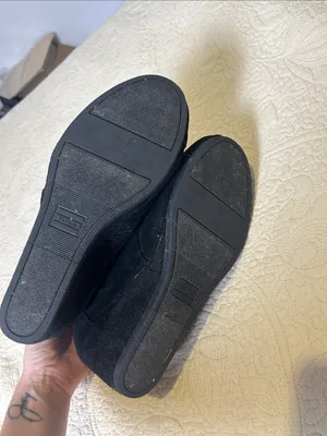 Toms Black Suede Lace-Up Ankle Booties with Tan Logo Patch thumbnail 5