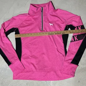 Victoria's Secret Pink and Black 1/4 Zip Pullover Reflective Jacket SZ Large EUC thumbnail 6