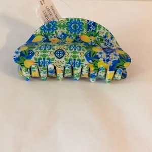 Free People Well Traveled Hair Claw Clip Lemon Tree Blue Green Pattern NWT OS thumbnail 5