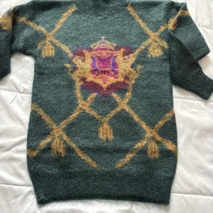 Ellen Tracy Vintage 80s‎ 90s Womens Size Small Green Mohair Wool Blend Knit Sweater Holiday thumbnail 3
