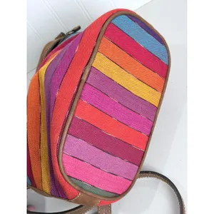 Cedano Guatemala Woven Stripe Leather Crossbody Bag‎ Boho Artisan Color thumbnail 5