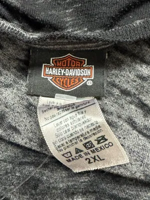 Harley Davidson Acid Wash Skull V Neck Tee Shirt Women’s XL thumbnail 3