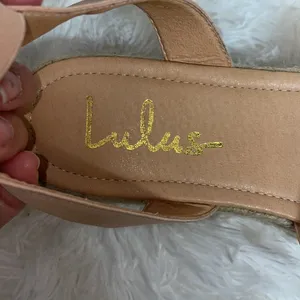 Lulus Wedged Sandals Sz 8.5 Pale Pink with braided Wedge thumbnail 5