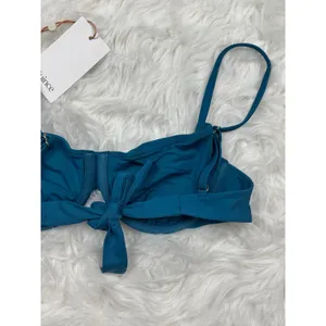 Quince Italian Demi Bikini Top Lagoon Teal Blue Size Small thumbnail 9