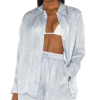 Revolve - Tell Your Friends Long Sleeve Shirt in Yvette Print 100% Silk Size M thumbnail 1