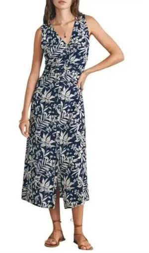 NWT Faherty Sorrento Navy Floral Sleeveless Midi Dress XS Casual Lightweight thumbnail 1