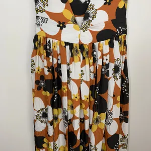 Dodo Bar Or Jenny Long Dress Brown Retro Floral Maxi Size Medium Womens thumbnail 4