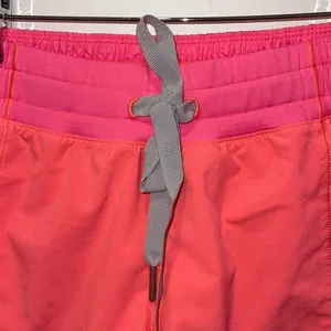 Lululemon Womens Drawstring Flat Front Running Athletic Shorts Coral Pink Size 6 thumbnail 3