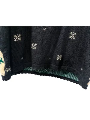 Vtg 80s 90s Nutcracker Ugly Christmas Sweater Navy Blue Snowman Winter Scene L thumbnail 7