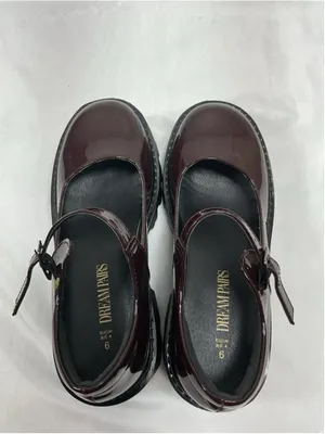 Womans Excellent Mary Jane Platform Chunky Heel Shoes Size 6 Burgandy thumbnail 5