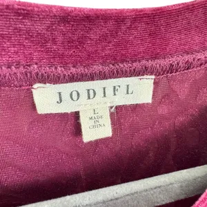 JODIFL Burgundy Velvet Burnout Leopard Long‎ Sleeve Blouse Size L thumbnail 4