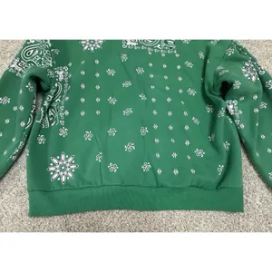 Edikted Green Bandana Paisley Print Zip Up Oversized Hoodie Size XS/S thumbnail 6