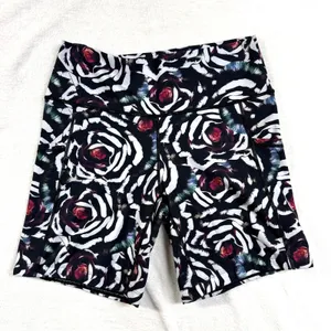 CVG Constantly Varied Gear M Floral Rose Biker Shorts 7" Pockets Gym Workout thumbnail 3