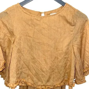 Princess Polly Astro Mini Dress Mustard Gold Yellow Textured Tiered Ruffle‎ Size thumbnail 8