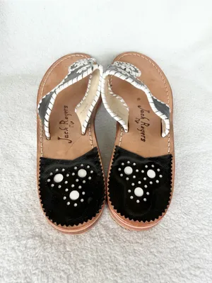Jack Rogers Women 7M Black /White Summer Slip On Sandals thumbnail 7