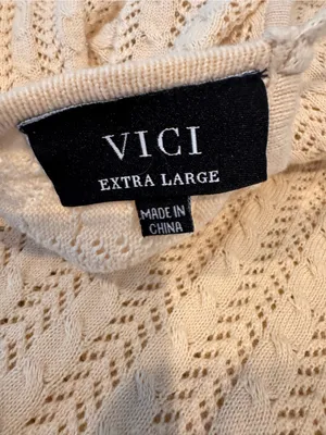 VICI Collection Open Back Pointelle Mini Sweater Dress Cream XL thumbnail 6