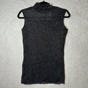 Akalnny Top Womens‎ Large Black Sleeveless Glitter Mesh Slim Fit Tank Party NEW thumbnail 4
