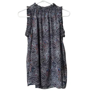Gap Ruffle Sleeve Top Women Sz XS‎ Paisley Polyester Lightweight Colorful Preppy thumbnail 2