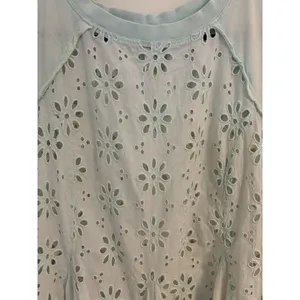 Free‎ People Women's Sadler Mini Dress Eyelet Fabric Ruffle Hem Boho Size Medium thumbnail 3