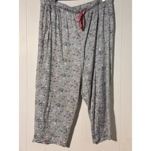 Lucky Brand 3 Piece Pajama Set XL Floral Top Crop Pants Shorts Blue Gray thumbnail 5