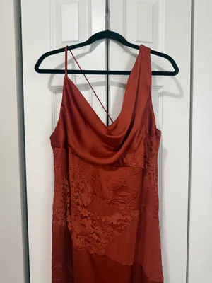 ASOS Cowl Neck Maxi Dress with Lace-Detail - Rust (Size 10) thumbnail 4