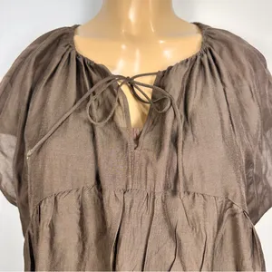 Coline Brown Maxi Dress Sz M Kaftan Loose Short Sleeves Coverup thumbnail 5