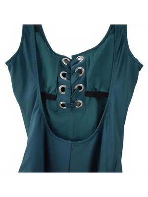 Mossimo Jungle Green Grommet Lace Up One Piece Swimsuit Size Small thumbnail 6