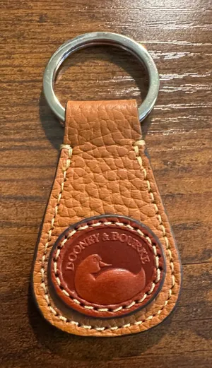 Dooney & Bourke Tan and Chestnut Pebbled Leather Key Fob thumbnail 1