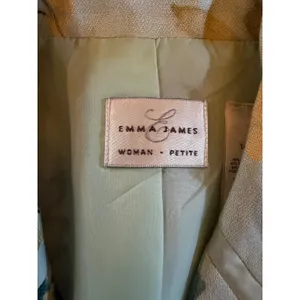 Emma‎ James Blazer Jacket Womens Petite 14 Floral Beige 3/4 Sleeve Lined thumbnail 2