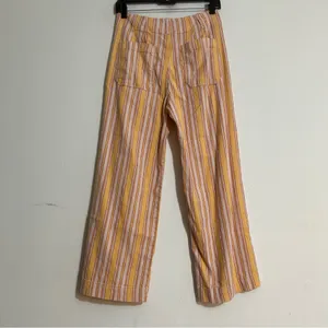 Anthropologie Maeve The Colette Cropped Wide Leg Linen Blend Striped Pants 27 thumbnail 4