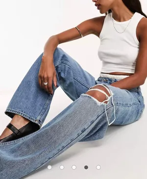 As Seen On Screen NWT DESIGN dad jeans in mid blue with rips. Size 30/32. thumbnail 4